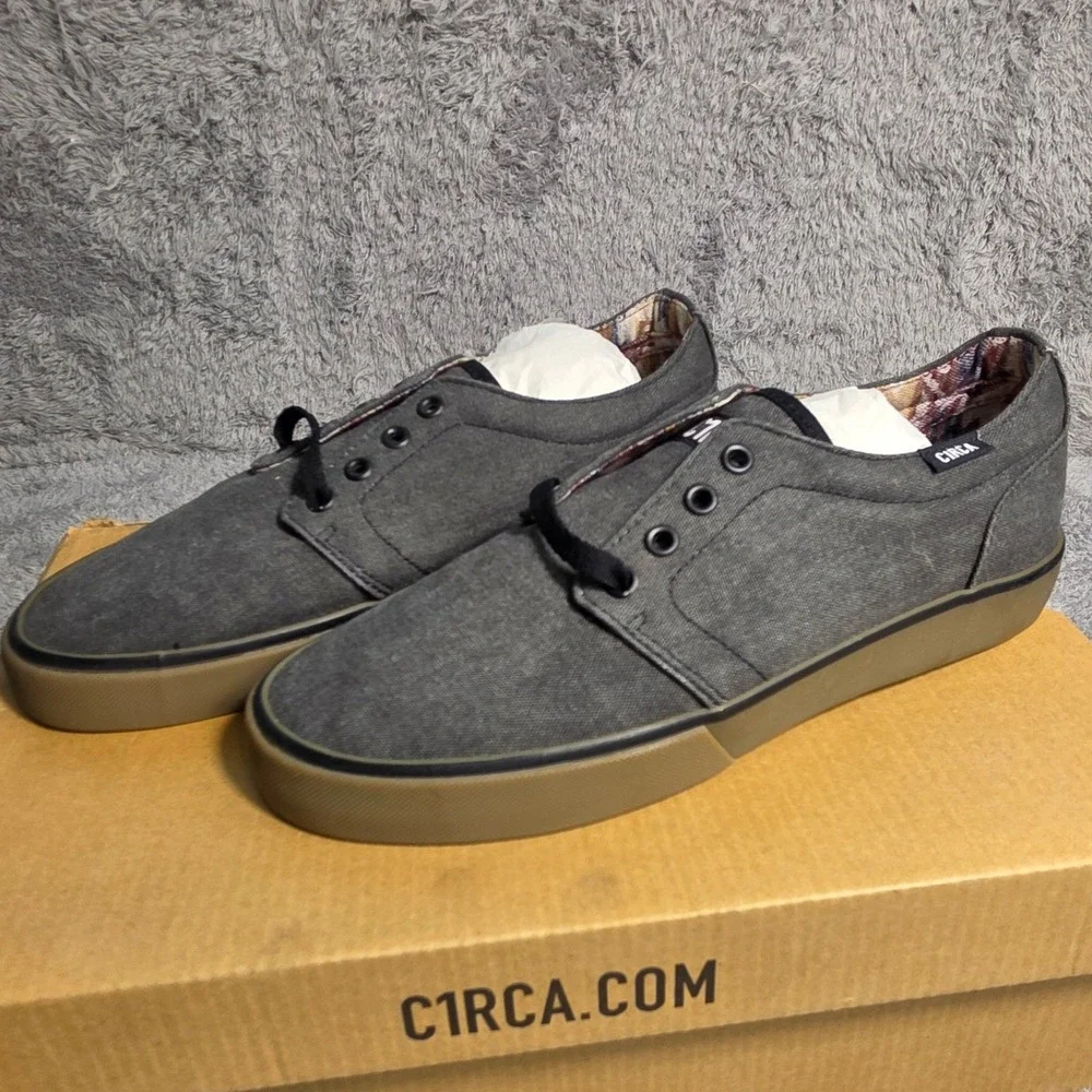 C1RCA Drifter Skate Skateboarding Shoes Charcoal Black Canvas Low Top Mens 5 New